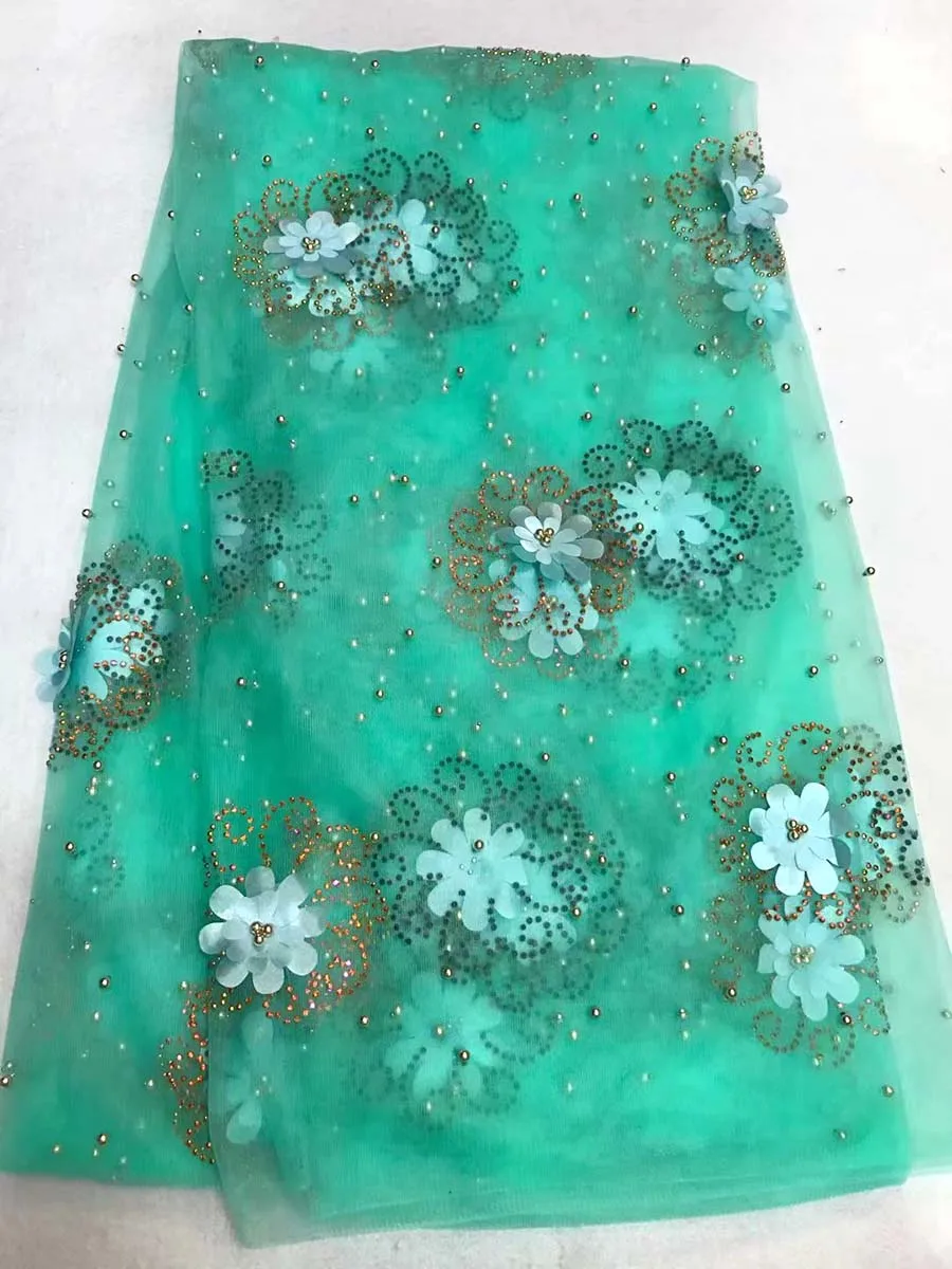 

Green Color Sequined Embroidered Mesh Tulle Lace Fabric New Design Evening Dress Net Fabrics French African Net Sequins Lace