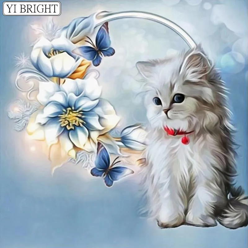 

Diamond Painting Full Square Animal Diamond Embroidery Cross Stitch Cat Diamond Mosaic Flower Picture Of Rhinestones XY1