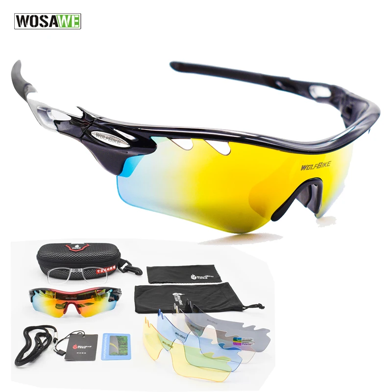 

WOSAWE UV-400 Polarized Cycling Glasses Bike Goggles Sports Bicycle Sunglasses Men Women Goggles Eyewear 5 Lens Cycling Eyewear