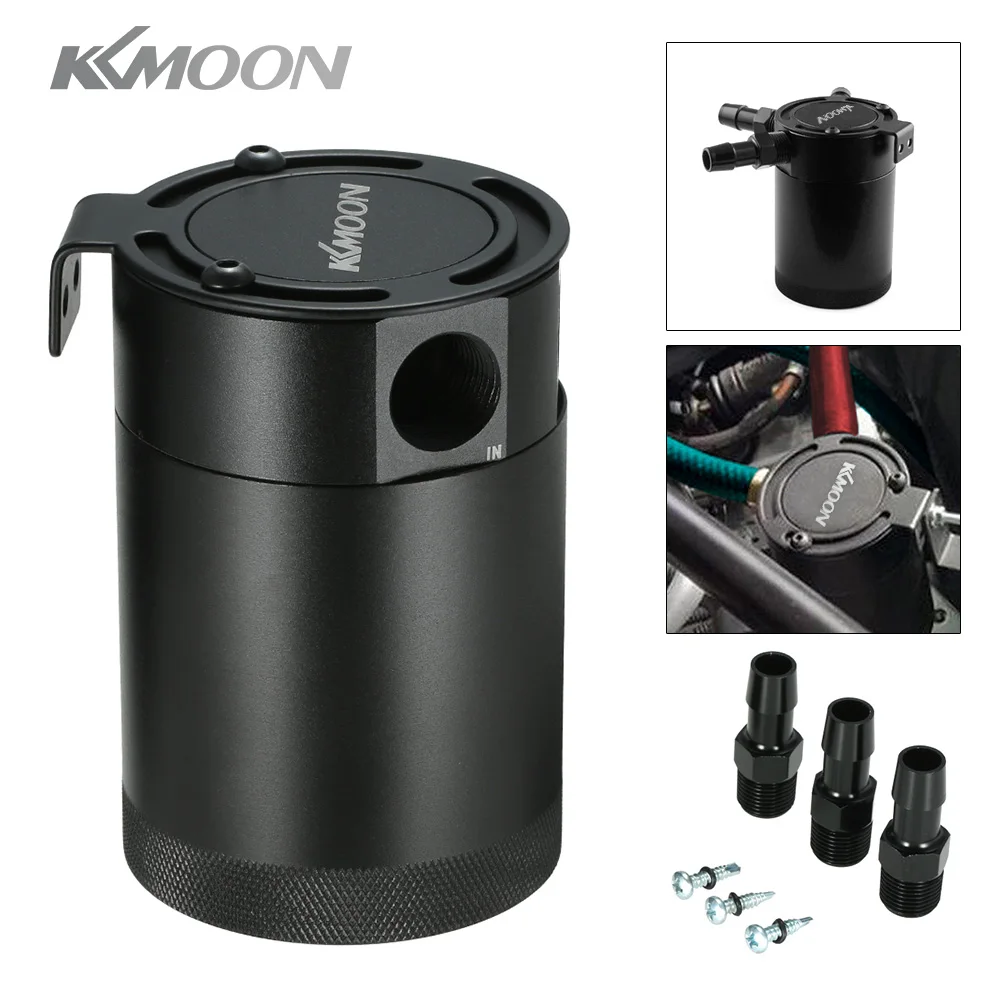 

KKMOON Universal Aluminum Baffled 3-Port Oil Catch Can / Tank / Air-Oil Separtor OCC034 Fuel Supply & Treatment car styling