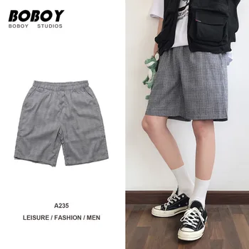 

2019 Summer New Korean Men's Simple Loose Wild Five Points Straight Plaid Thin Section Student Sports Casual Shorts