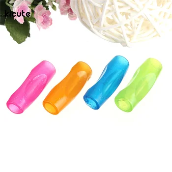 

Kicute 4Pcs/set Unique 4 Color Kids Pencil Pen Control Handwriting Aid Right Left Handed Soft Pencil Grip School Stationery