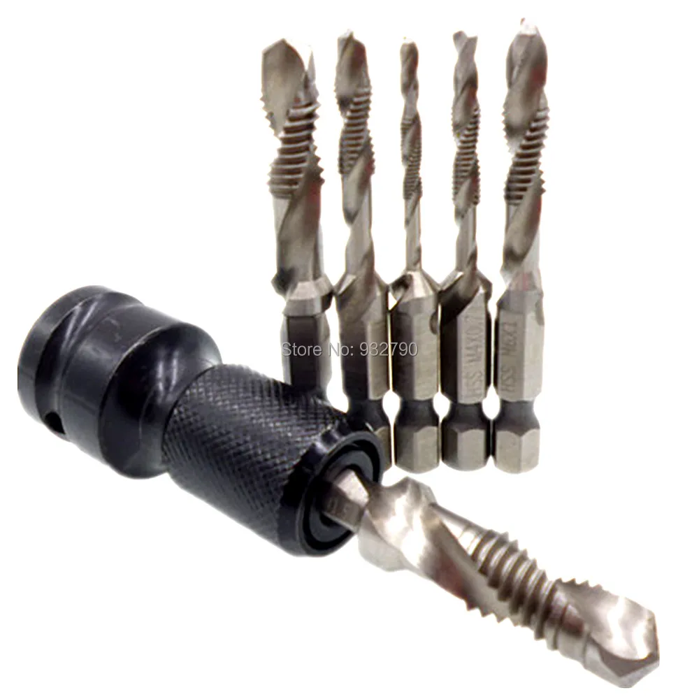 6pcs Hss Metric Screw Plug Drill Bit M3-M10 Drill Tap Countersink Debur 14 Hex
