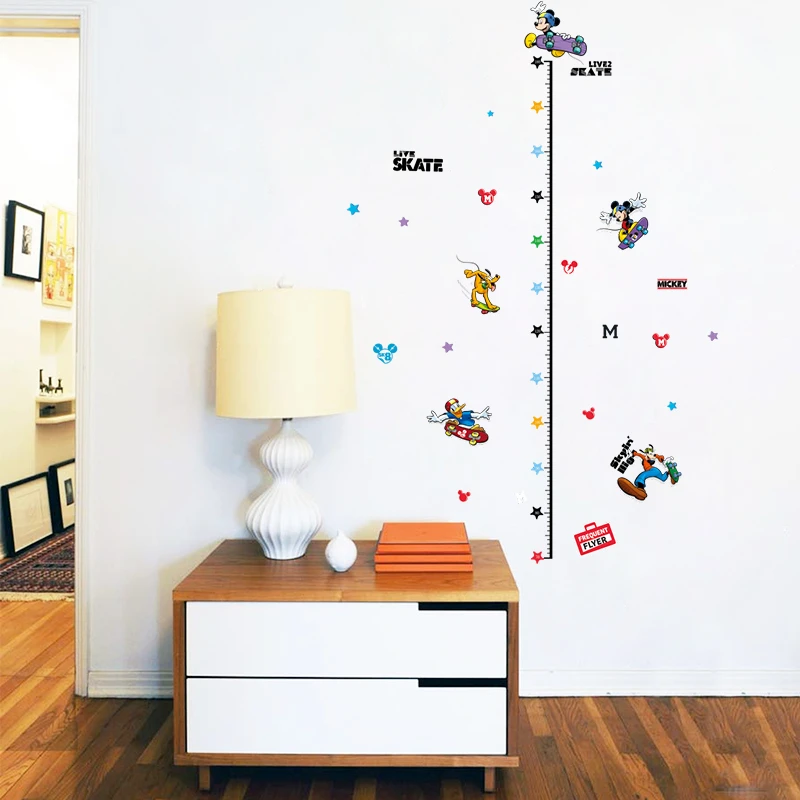 Mickey Mouse Child Height Measure Wall Stickers For Nursery Kids Room Decorations DIY PVC Home Growth Chart Decor Cartoon Decals