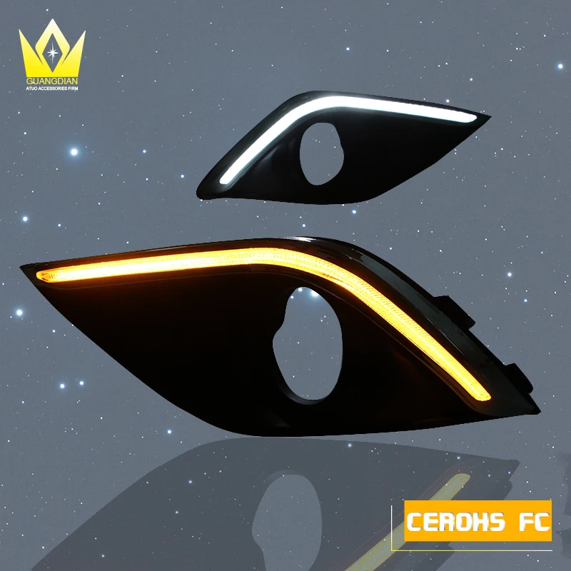 

1set Car DRL Daytime Running Lights Auto Led Bulb White Daylight With Yellow Turn Signal Lamp For Mitsubishi Outlander 2015 2016