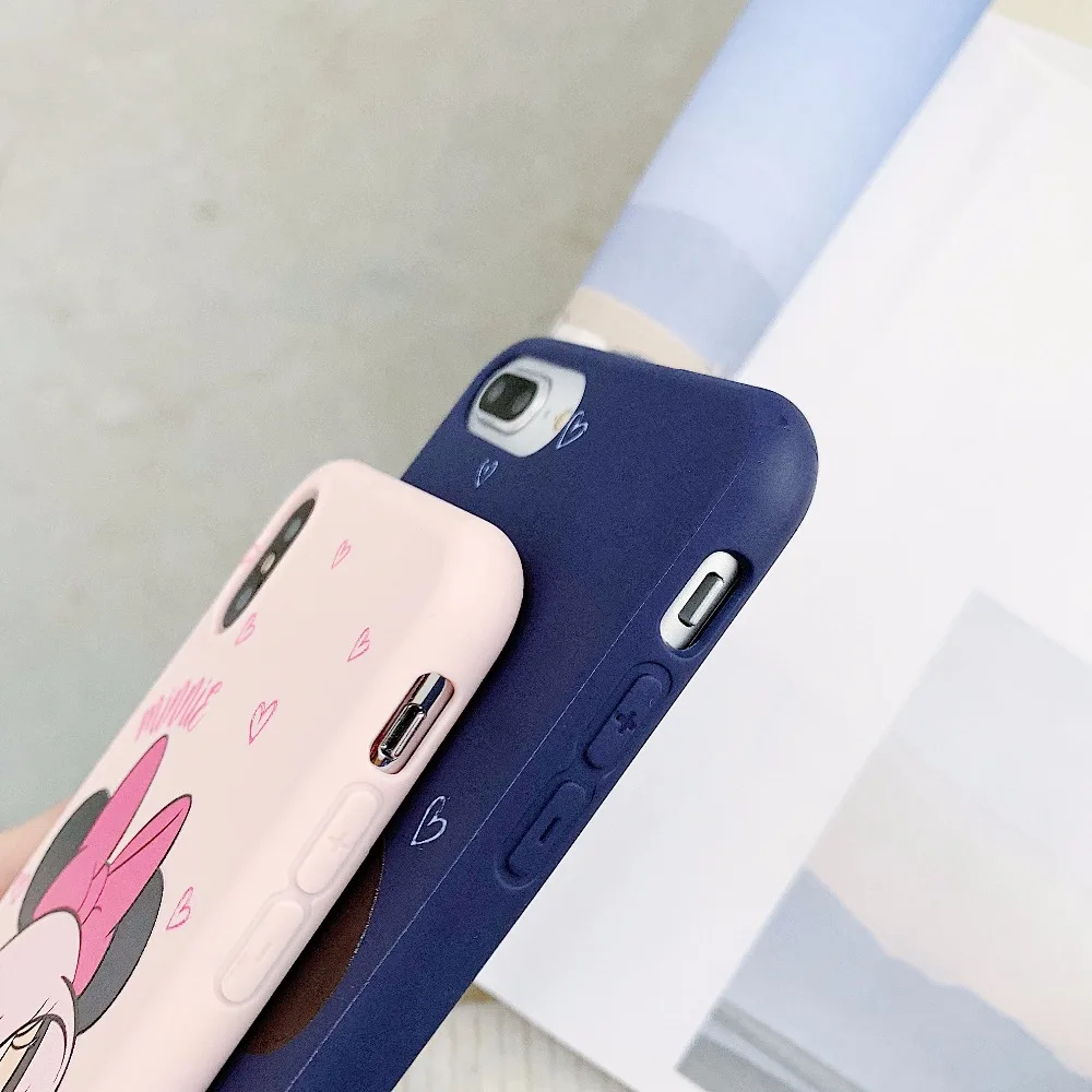 GYKZ Cartoon Mickey Minnie Mouse Couple Case For iPhone 7 X XS MAX 6 6s 8 Plus Cute Pink Heart Phone Shell For iPhone XR Coque