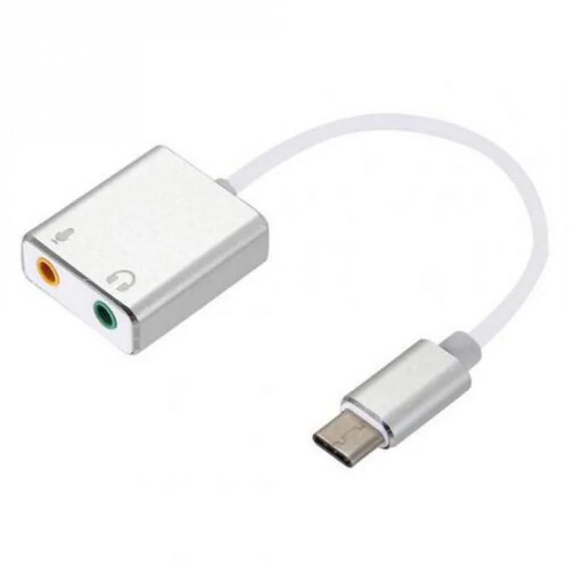 Silver Разъем типа C кабель звуковая карта сплиттер внешний адаптер наушники с USB звуковая карта Внешний адаптер с 3,5 мм Женский - Цвет: Silver