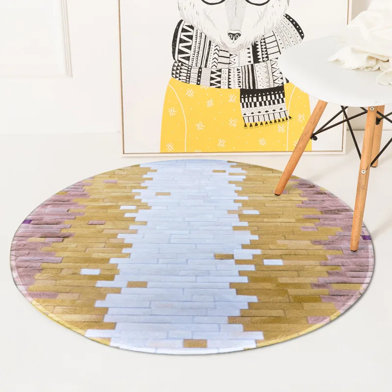 Разноцветные блоки, круглый ковер с принтом для гостиной, диаметр 60/80/100/120/150 см, мягкий бархат, боковой Диванный коврик, Alfombra