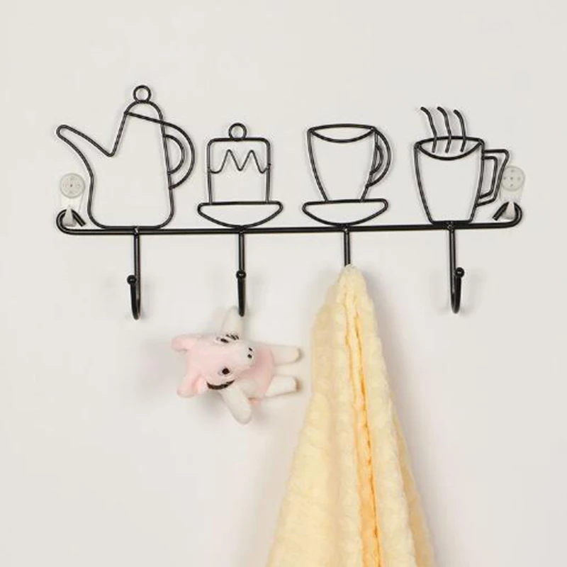 

Creative wrought iron hook Multifunctional wall coat hooks Home kitchen storage door hooks