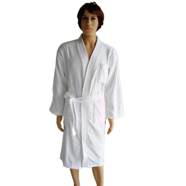Men's Bathrobes Terry Bathrobe Cotton Towel Pile Loop Dressing Gown for