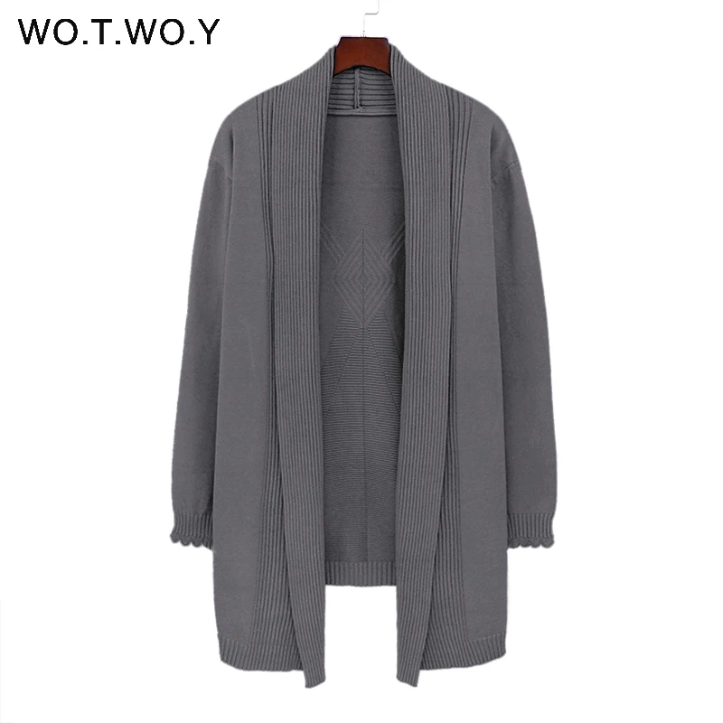 WOTWOY 6 Colors Women Long Cardigans Sweater Autumn Winter Long Sleeve