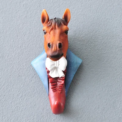 Модный декоративный крючок в виде животного, олень, Лев, Орел, Горилла, носорог, слон, лошадь, креативный крючок, украшение на стену, рождественский подарок - Цвет: Horse