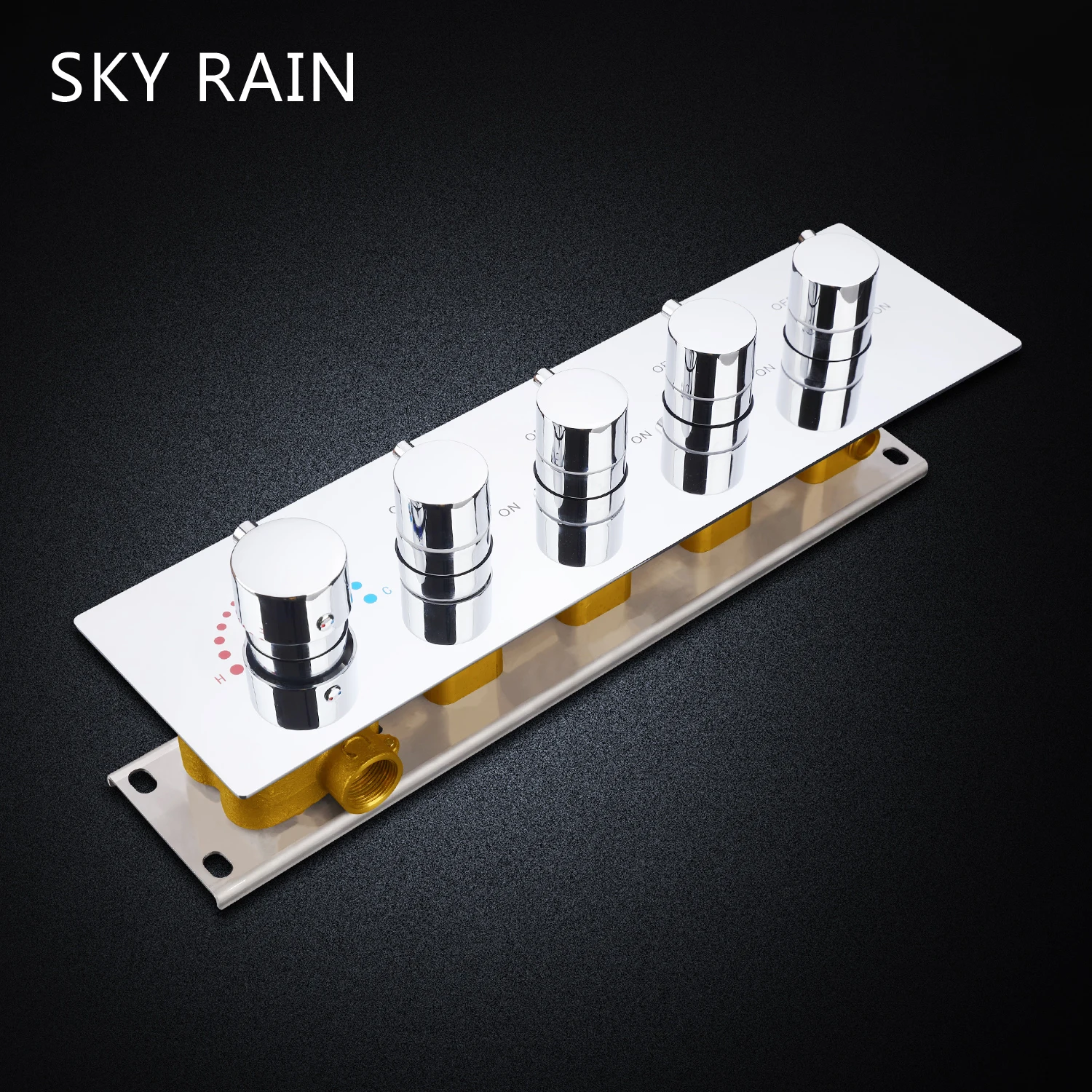 SKY RAIN Bathroom Multi Function 5 Handle Round Knobs High Flow Valve For Shower Set SKY RAIN Bathroom Multi Function 5 Handle Round Knobs High Flow Valve For Shower Set