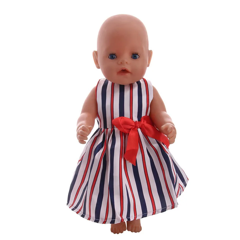 15 узоров платье с галстуком-бабочкой одежда подходит 18 дюймов американский и 43 см детская кукла одежда аксессуары, игрушки для девочек, поколение, подарок на день рождения