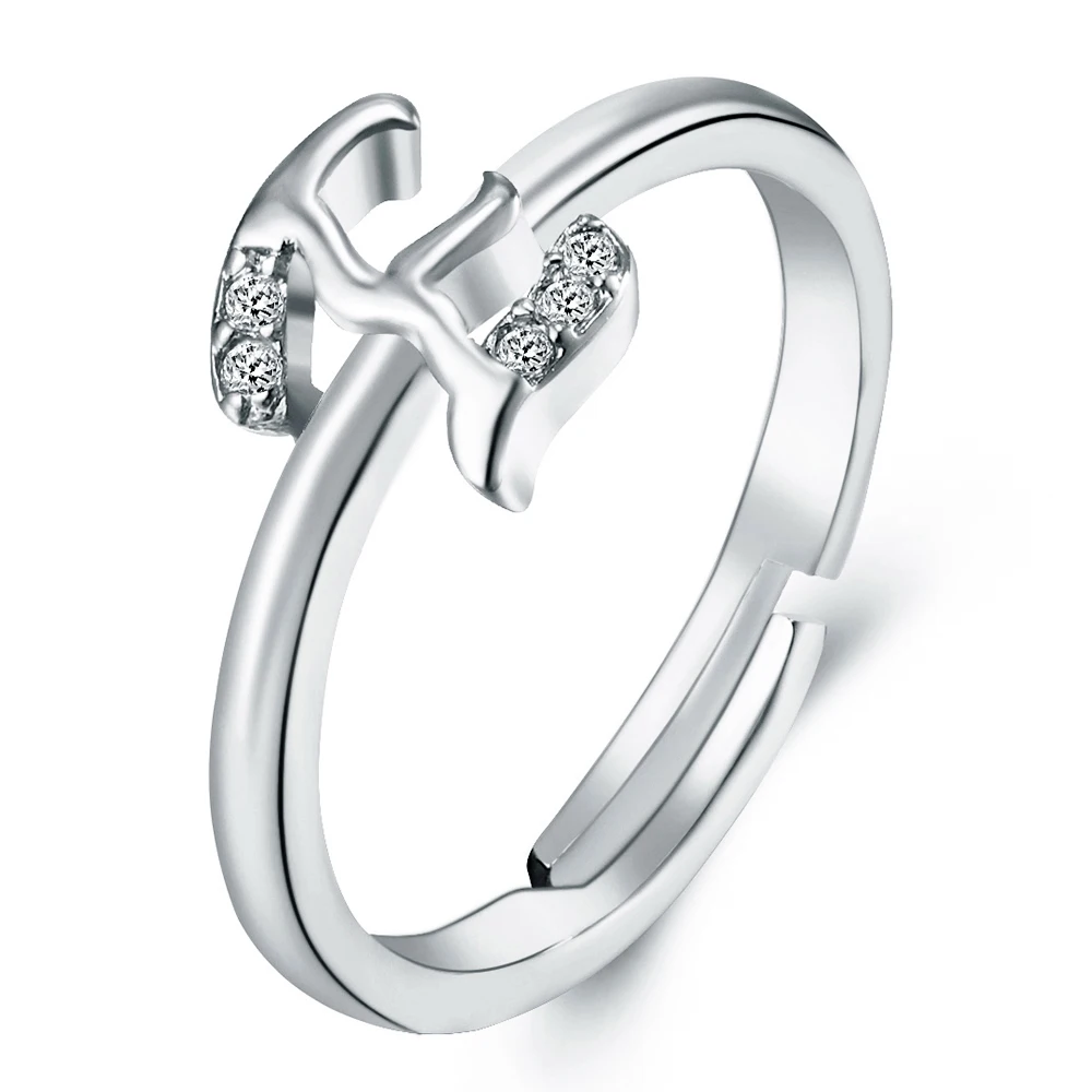 New Adjustable Crystal Word Letter Rings 2019 For Women Rose Gold Color Zirconia Name Ring Female Friend Fashion Jewelry Gift