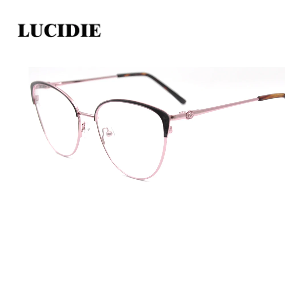 Ladies stylish large frame stainless steel glasses frame retro transparent gold frame eyeglasses - Цвет оправы: C2