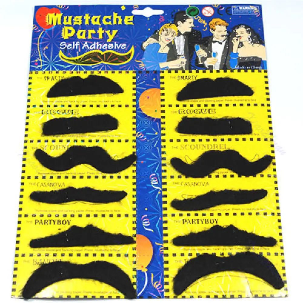 

12pcs/Lot Party Costume Cosplay Self Adhesive Fake Beard Moustache Adult Children Amusing Disguise Decoration Party Props