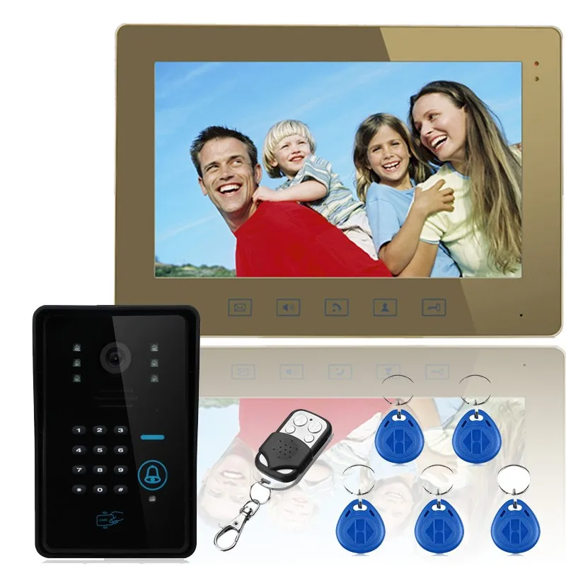 Yobangsecurity видео-телефон двери 10 дюймов Провода indoor Мониторы открытый Камера домофон Системы с keyfob, пароль, замок