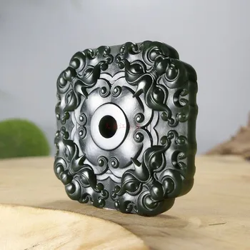 

Xinjiang Hetian jade green jade a fine material to protect the eight sides to the jade brand pendant hp324#