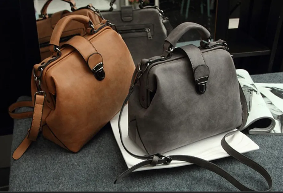 Ретро модные сумки, женская сумка доктора, женские сумки-мессенджеры, брендовые сумки из нубука