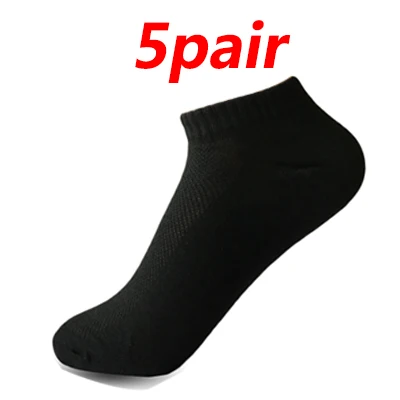 5pair black 5 пара/лот, летние женские носки, короткие женские носки, унисекс, сетчатые дышащие женские носки, женские классические белые, серые, черные носки - Цвет: 5pair black