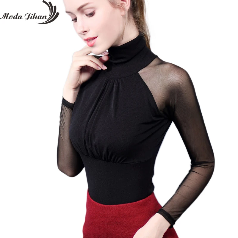 Moda Jihan женские рубашки с длинным рукавом прозрачные сетчатые топы облегающие