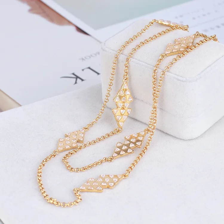 

European and American famous jewelry pine Christmas tree gold fashion Double Necklace