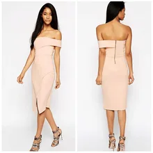 Gorgeous 2016 Apricot Pink Boat Neck One Shoulder Bandage Dress Sexy Stretchy Bodycon Vestidos De Fiesta 51426