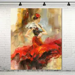 Расписанную рисунок Art Картина маслом на холсте impressional танцовщица в красном холст живопись сексуальная женщина Роспись стен декор стен