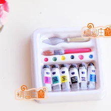 Мини кукольный домик Миниатюрная игрушка Цветная кисть для рисования