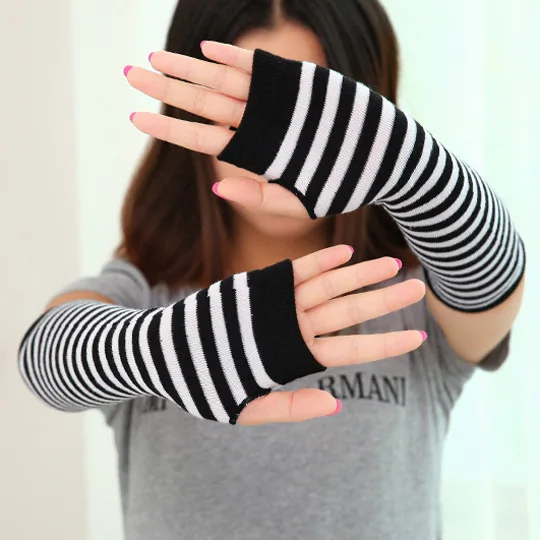 

Fingerless Cotton Warm Long Sleeves Personalized Fashion Gloves