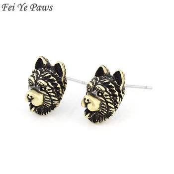 

Fei Ye Paws Boho Chic Vintage Silver Plated Chow Chow Dog Pet Stud Earrings Earings Retro Style Animal Earrings Women Men 2017
