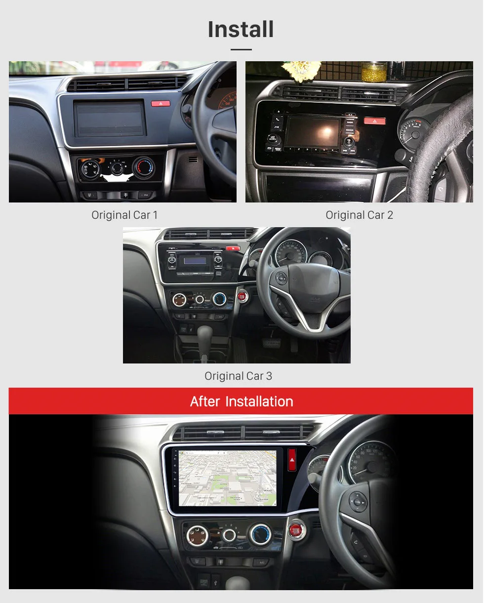 Excellent Seicane 2Din Android 8.1 Car Radio 3G WIFI Bluetooth 10.1" for 2014 2015 2016 2017 HONDA CITY RHD 1024*600 Touchscreen Music SWC 17