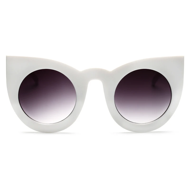 Прятки мода sexy круглый cat eye солнцезащитные очки градиент белый черный большой дамы солнцезащитные очки для женщин кошачий глаз роскошь óculos