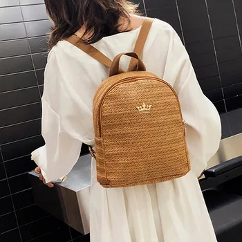 

CONEED Backpack bag college casual national fashion women's woven bag mini backpack travel backpack bag May17