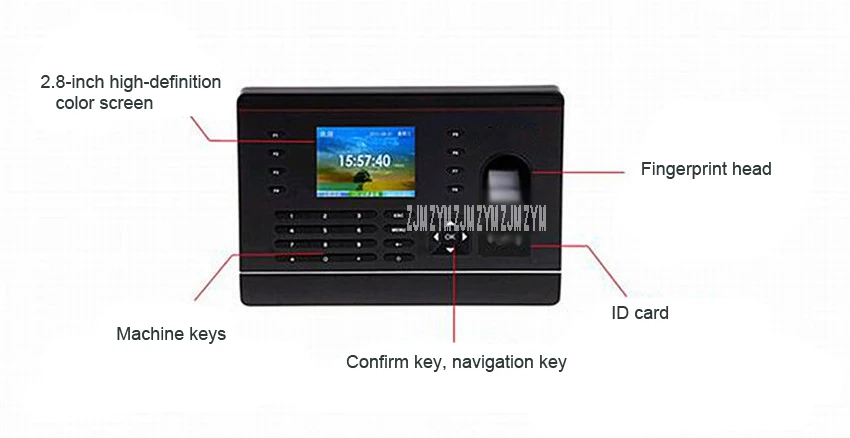 A-C061 2,8 дюймов TFT биометрический отпечаток пальца время посещаемости рекордер отпечатков пальцев ID карта посещаемости машина с сетевым U диском
