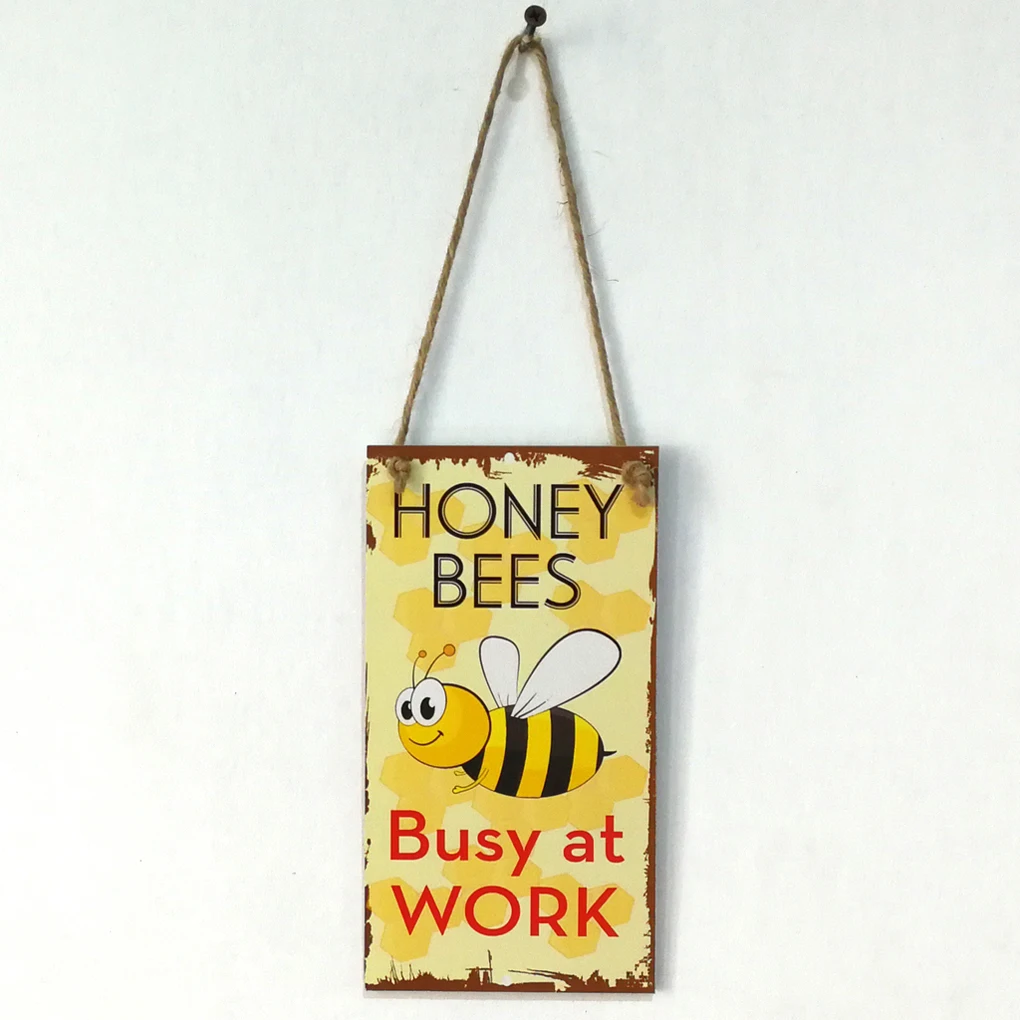 

Spring Bee Busy At Work Letter Wooden Plaque Sign Wall Decor Hanging Pendant Retro Wooden Board for Garden Plank Decoration
