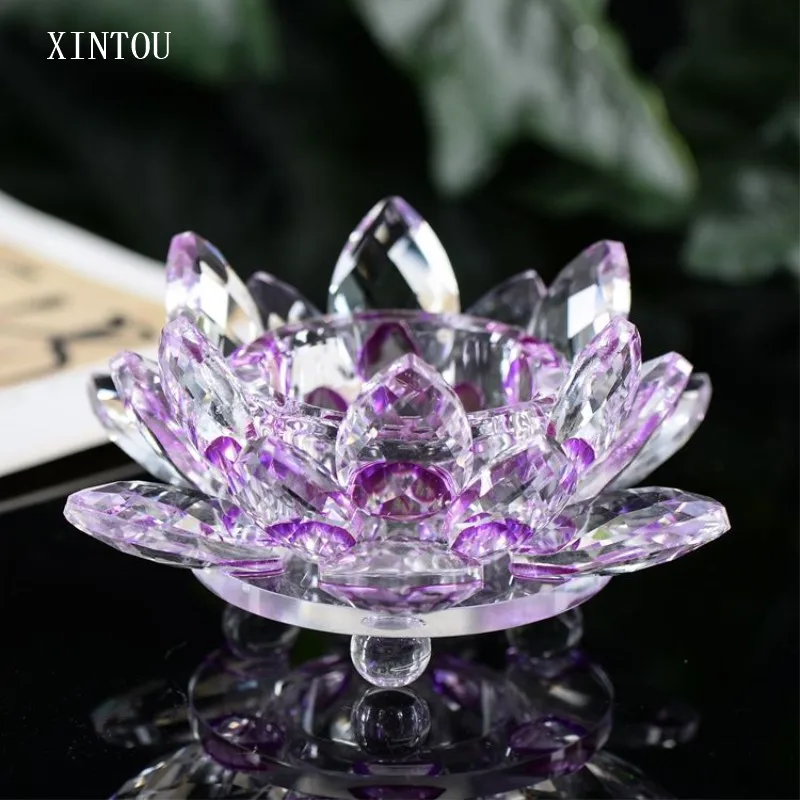 XINTUO Crystal Lotus Flower Candle Holder Home Decoration