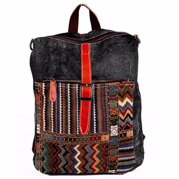 

Men's Multi-Function Vintage Canvas Leather Travel National Backpack Sackpack Bag Tote Bag Portable Carry Case