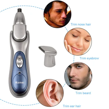 

Kemei 2 in1 Portable Electric Nose Hair Trimmer Rechargeable Beard Shaver Eyebrow Sideburn Hair Removal Tool Nose Ear Hair Razor