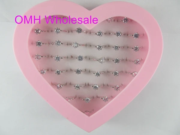 

OMH Mix Wholesale Many Sizes 36Pcs/Set Crystal Girl Top Quality Finger Rings For Women Jewelry Gifts