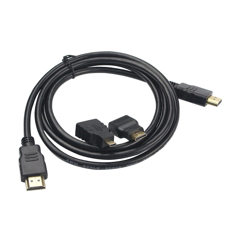 1.5M Raspberry pi 3 HDMI Cable Gold Adapter Converter 3 in 1 HDMI to Mini HDMI Micro HDMI For
