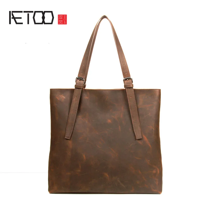 

AETOO New original retro men 's bag leather bag men' s leisure section of leisure shoulder bag leather handbag