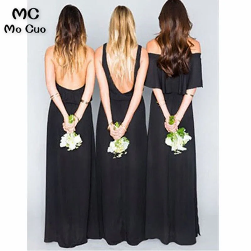 Black-Chiffon-Mismatched-Eleagnt-Long-Wedding-Bridesmaid-Dresses83