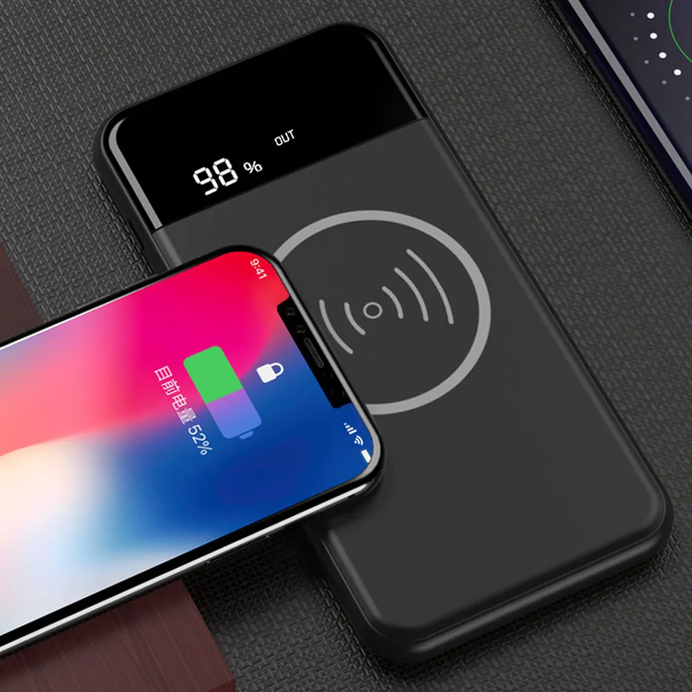 QI Wireless Charger Power Bank 10000mah Portable Dual USB with Digital Display External Battery Powerbank for iphone X 8 Samsung QI Wireless Charger Power Bank 10000mah Portable Dual USB with Digital Display External Battery Powerbank for iphone X 8 Samsung