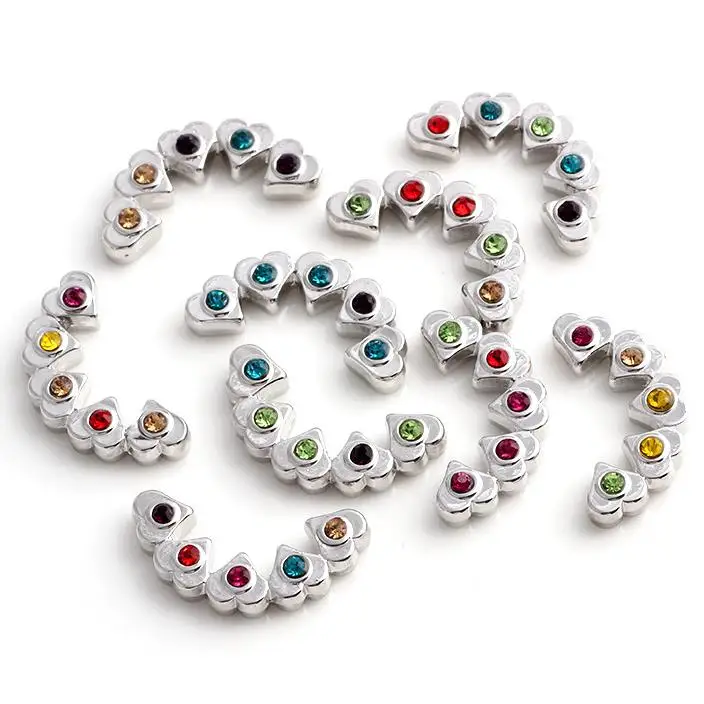 

Zinc alloy Floating charm for floating memory locket jewelry DIY Accessories heart design with stones silver color