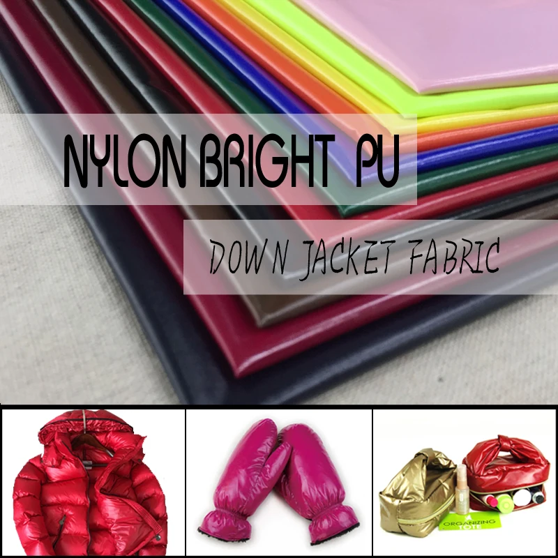 

size 100cm*150cm nylon fabric bright pu coating making for down jacket/quilted jacket fabric/nylon down jacket fabric