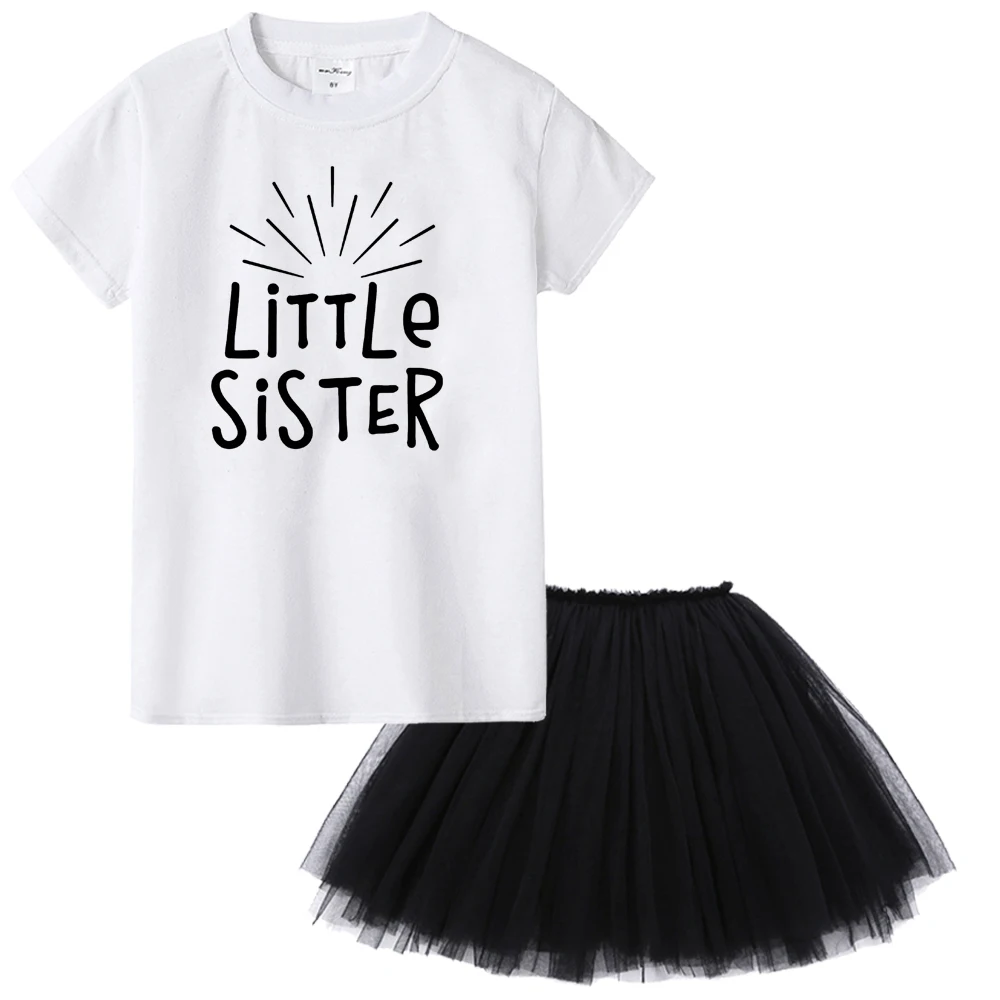 Повседневное платье для детей с надписью «Big Sister& Little Sister» короткое платье из двух предметов для маленьких девочек детское платье для девочек Летний стиль для детей от 1 года до 12 лет
