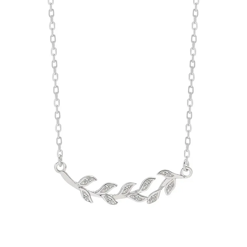 Anenjery простое 925 пробы Серебряное циркониевое ожерелье в форме листа для женщин и девочек подарок на день рождения цепочка на ключицу ожерелье S-N244