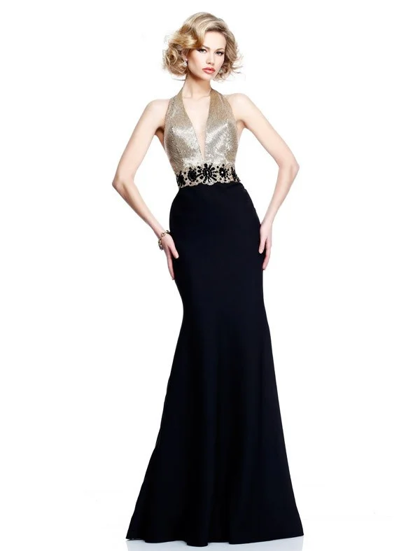 

free shipping black long beaded robe de soiree 2016 new fashion sexy backless vestido de festa Formal party gown Evening dress